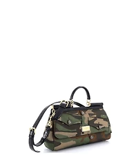 Pre-Owned Dolce & Gabbana Large Miss Sicily Bag Cotton Camouflage Patchwork