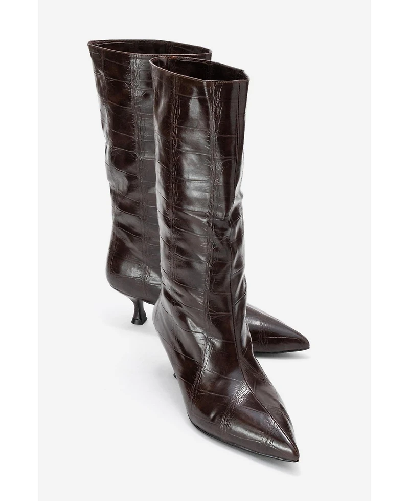 Prologue Shoes Crow Embossed Pointed Toe Boot (Women)