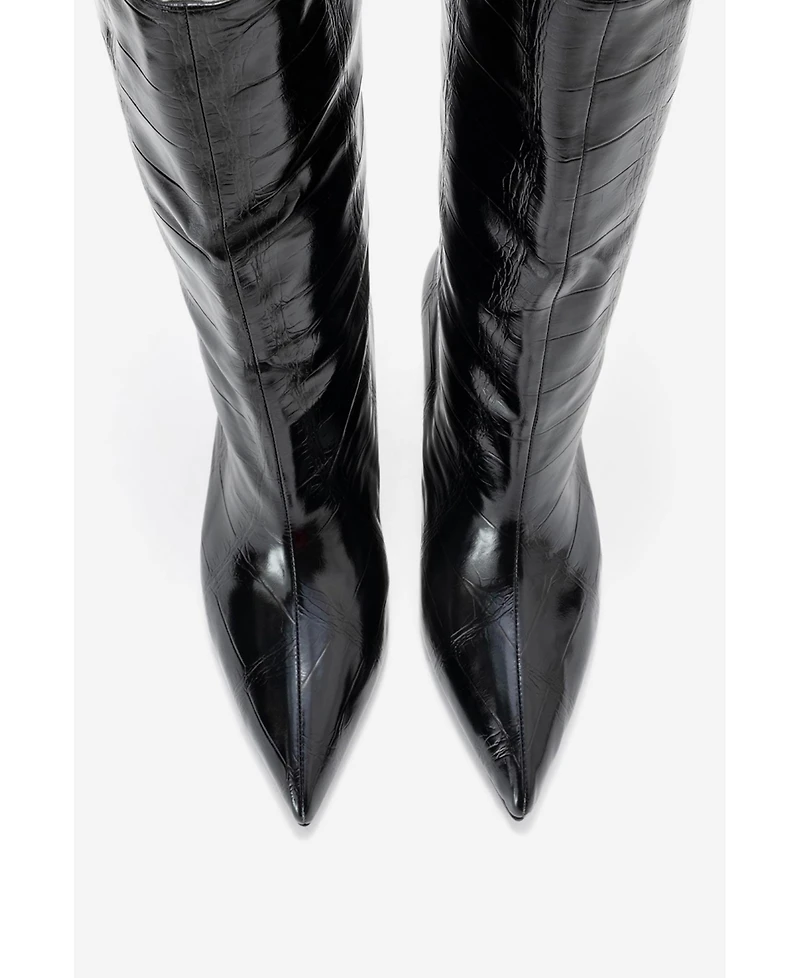 Prologue Shoes Crow Embossed Pointed Toe Boot (Women)