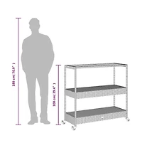 vidaXL Bar Cart 3-Tier Poly Rattan and Solid Wood Acacia
