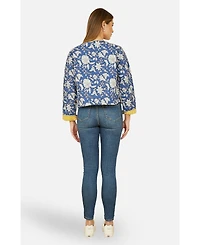 Yumi Women's Floral Reversible Cotton Quilted Jacket