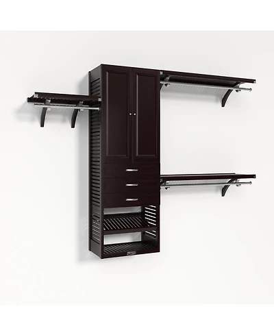 John Louis Home Solid Wood Walk-In Closet Organizer with 3 Drawers and Doors