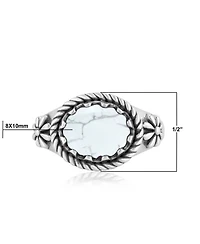 American West Jewelry Sterling Silver White Howlite East West Ring