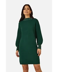 Yumi Women's Bead Detail Knitted Sweater Dress