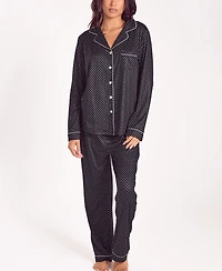 iCollection Women's Brushed Micro Stretch Knit Long-Sleeve Pajama Set