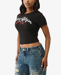 True Religion Women's Crystal Branded Baby T-Shirt