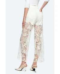 Bayeas Plus High-Rise Embroidered Lace Rhinestone Wide-Leg Jeans