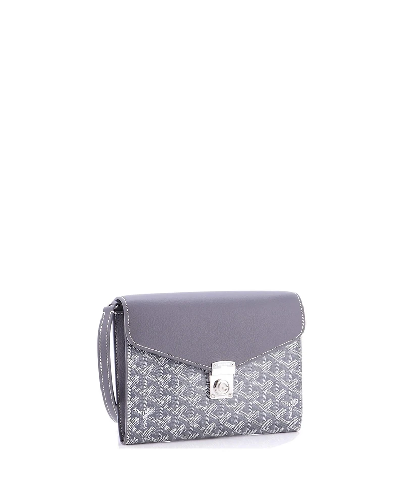 Pre-Owned Goyard Chypre Wallet on Strap Coated Canvas with Leather