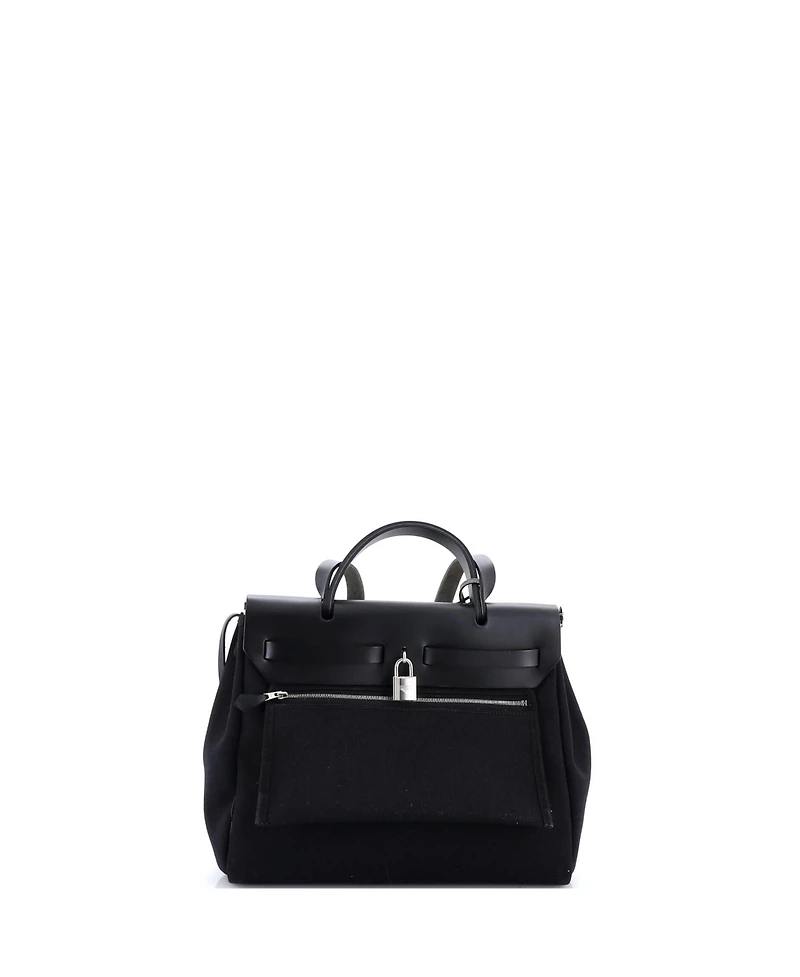 Pre-Owned Hermes Herbag Zip Leather and Toile