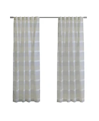 Habitat 100% Polyester Nathan Stripe Sheer Faux Linen Dual Header Curtain Panel 52" x 63" Blue