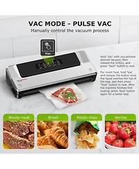 Bonsaii Bonsenkitchen Compact Vacuum Sealer, Fast Multi-Functional Food Saver with 20 Bags, 2 Rolls & Hose, High-Speed Continuous Use, Silver