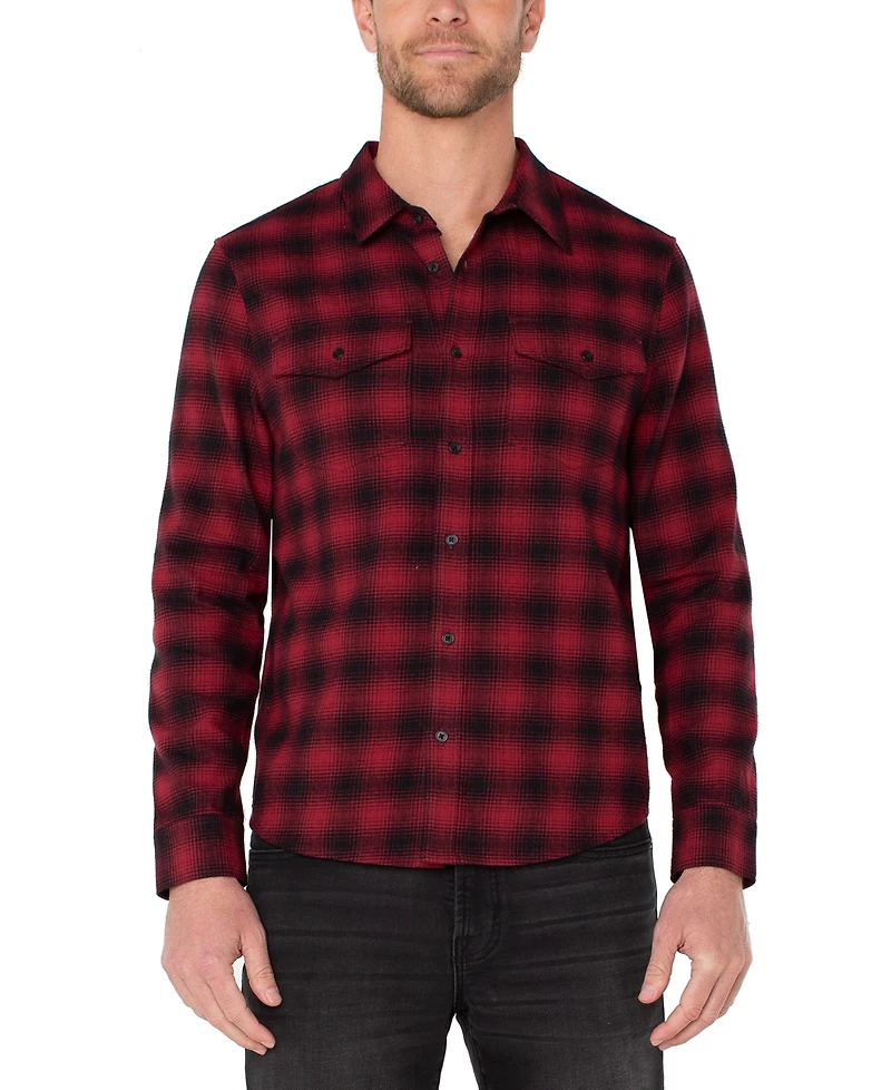 Liverpool Los Angeles Men's Button-Up Plaid Shirt