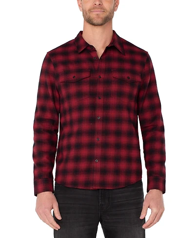 Liverpool Los Angeles Men's Button-Up Plaid Shirt