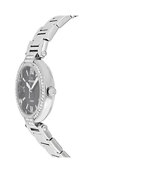 Peugeot Women's Watch Silver Bracelet Strap 38mm Round Case Black Dial with Crystal Bezel