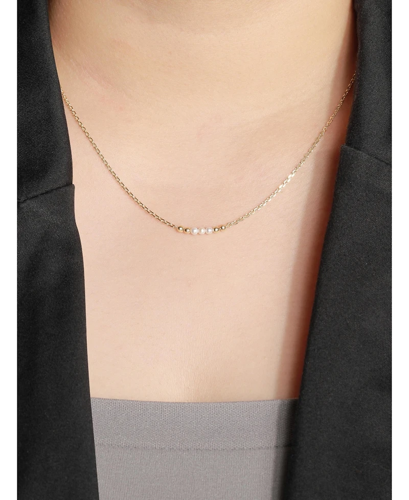 Devata Freshwater Pearl Necklace 14K Gold 16–18in Adjustable Chain Lightweight Gold Jewelry