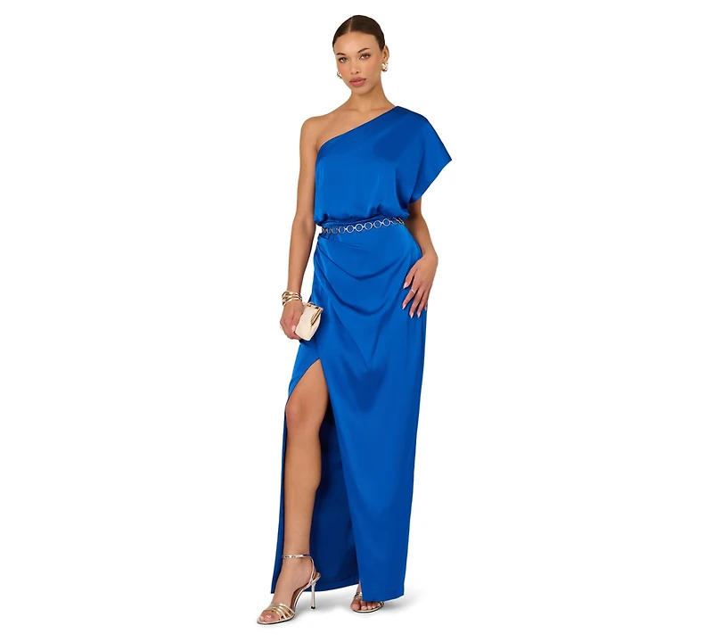 Adrianna Women's Ruched One-Shoulder Maxi Dress