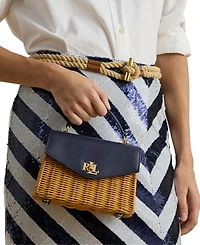 Lauren Ralph Lauren Farrah Small Rattan and Leather Satchel Bag