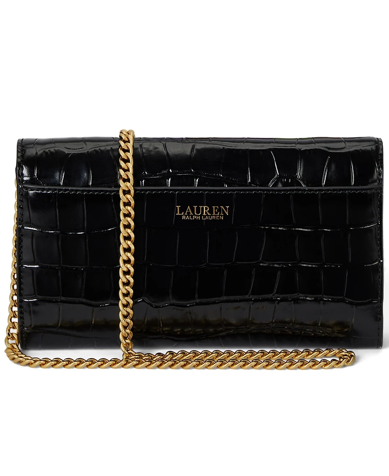 Lauren Ralph Adair Ii Medium Croc-Embossed Crossbody Wallet
