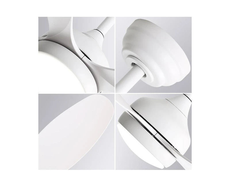 Sofucor 42-inch Matte White 5-Blade 6-Speed Adjustable Led Ceiling Fan Light with Remote Control