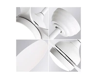 Sofucor 42-inch Matte White 5-Blade 6-Speed Adjustable Led Ceiling Fan Light with Remote Control