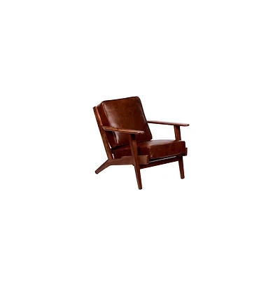 Porter Designs Single Solid Sheesham Wood Accent Chair with Brown Finish
