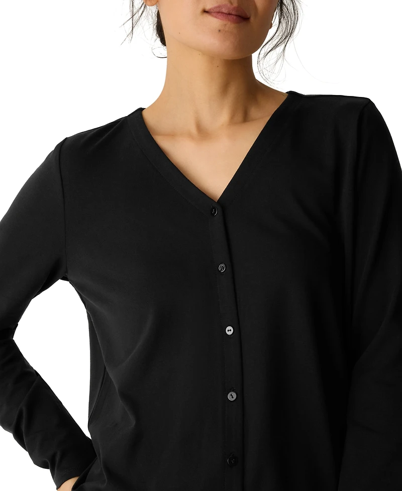 Eileen Fisher Women's V-Neck Button Front Top