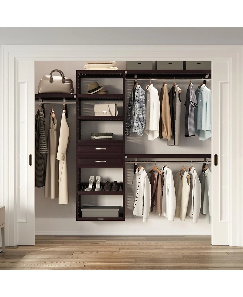 John Louis Home Solid Wood Walk-In Closet Organizer with 2 Drawers
