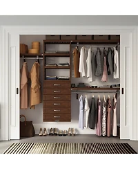 John Louis Home Solid Wood Walk-In Closet Organizer with 6 Shaker Style Drawers