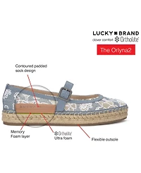 Lucky Brand Women's Orlyna Burnout Lace Espadrille Mary Jane Flats