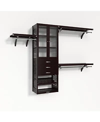 John Louis Home Solid Wood Walk-In Closet Organizer with 3 Drawers and Glass Doors