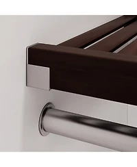 Solid Wood Walk-In Closet Organizer with 6 Drawers and Glass Doors