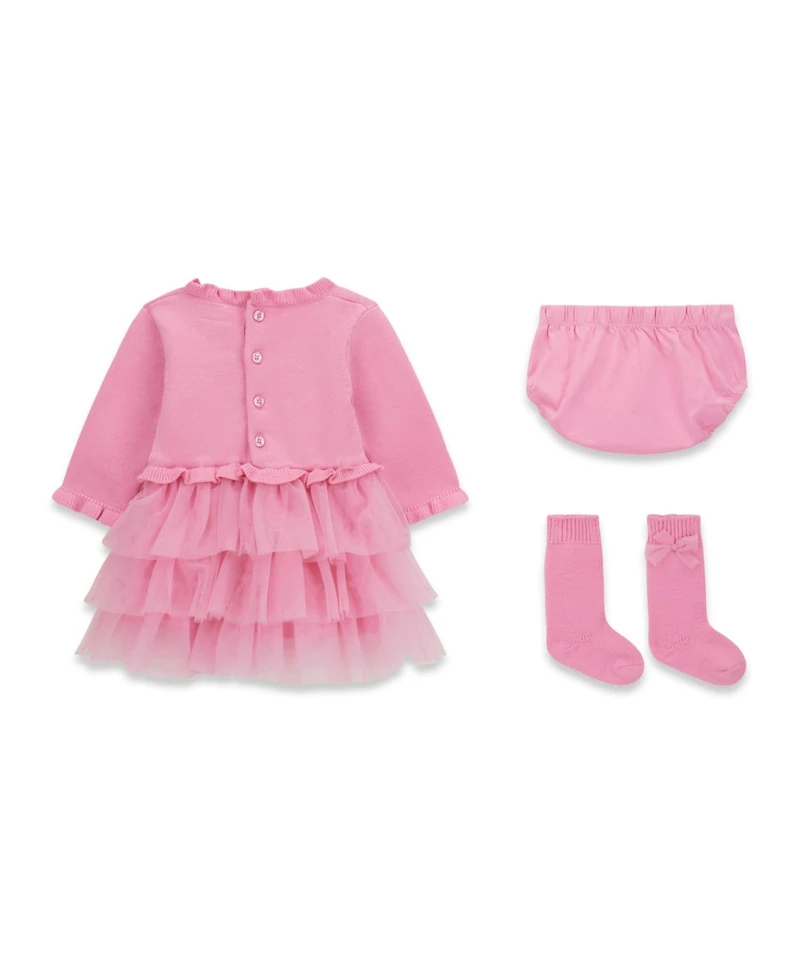 Guess Baby Girls Dress, Diaper Cover and Socks, 3-Piece Set
