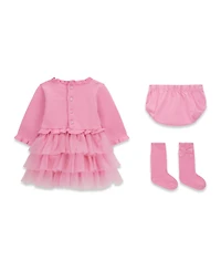 Guess Baby Girls Dress, Diaper Cover and Socks, 3-Piece Set