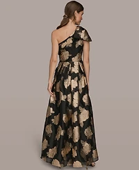 Donna Karan New York Women's One Shoulder Print Ball Gown