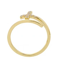 Unwritten Cubic Zirconia Gold Plated Cross Bypass Ring