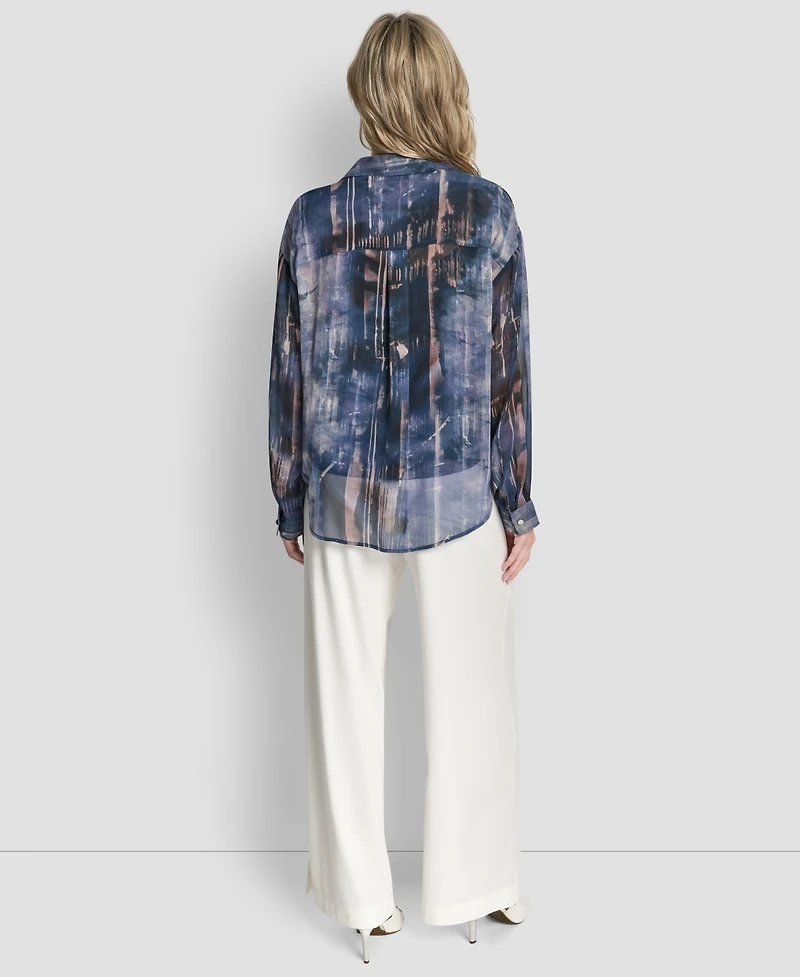 Dkny Women's Printed Long Sleeve Shirt