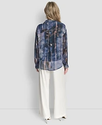 Dkny Women's Printed Long Sleeve Shirt