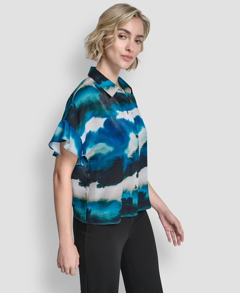 Dkny Women's Short-Sleeve Button-Front Shirt