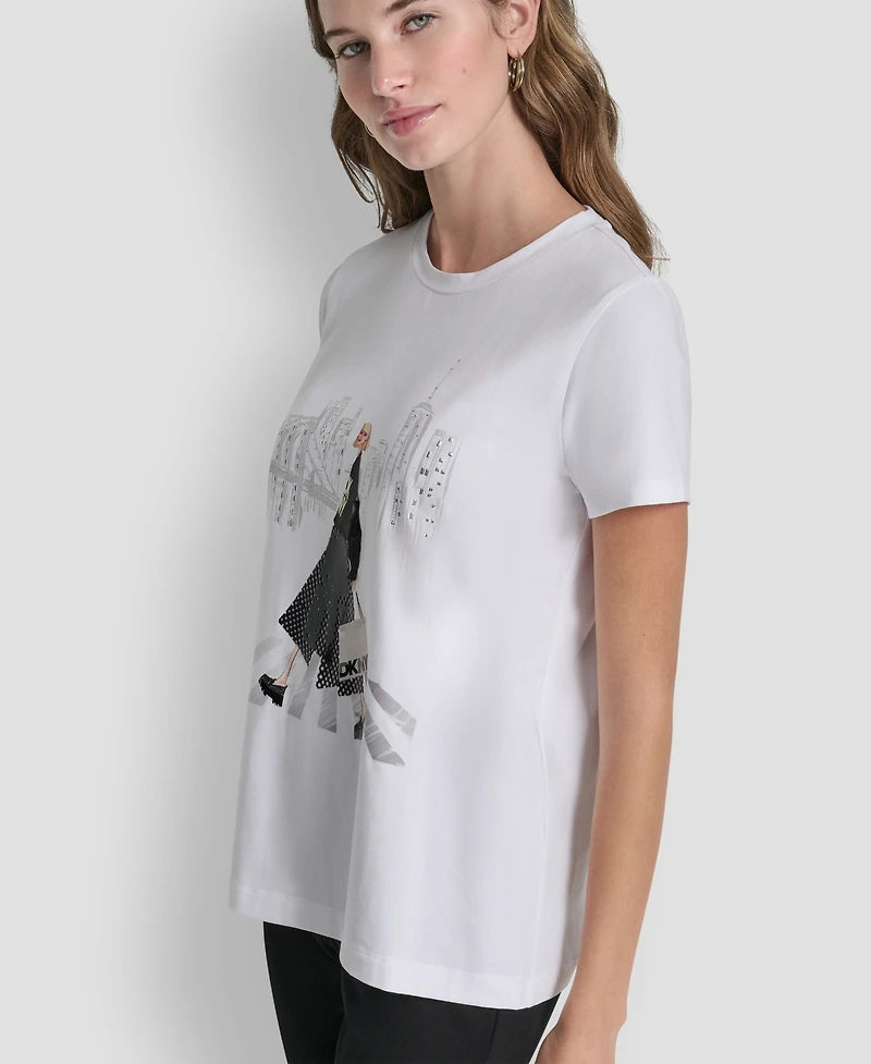 Dkny Women's Short-Sleeve Crosswalk Conversational Top