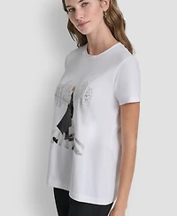 Dkny Women's Short-Sleeve Crosswalk Conversational Top