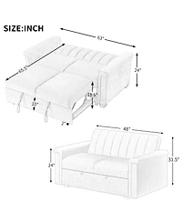 Maison Boucle Pull-Out Sleeper Loveseat Sofa with Adjustable Backrest, Small Space Convertible Couch Bed for Guest Room or Apartment