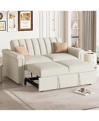 Maison Boucle Pull-Out Sleeper Loveseat Sofa with Adjustable Backrest, Small Space Convertible Couch Bed for Guest Room or Apartment