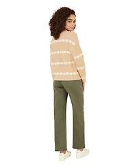 Yumi Women's Knitted Heart Stripes Sweater