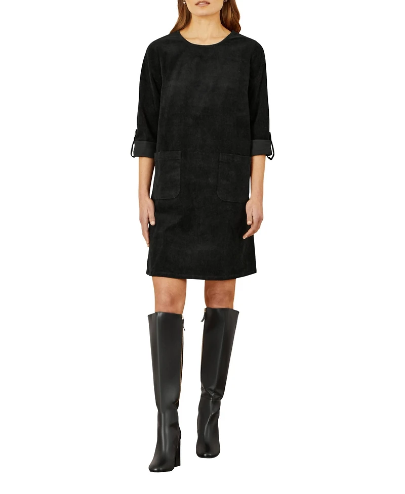 Yumi Women's Cord Tunic Dress With Pockets