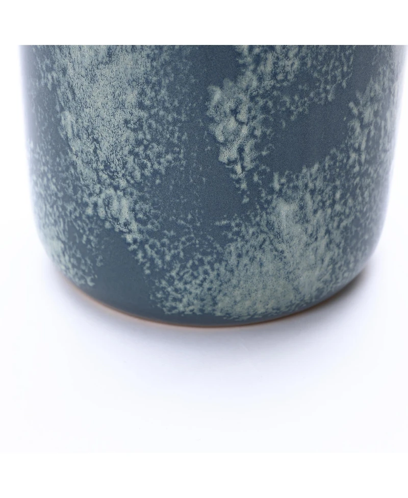 LuxenHome 13.8" Terracotta Blue Mottled Round Vase, Ceramic Jar for Dried Flowers & Home Decor