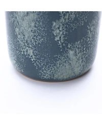 LuxenHome 13.8" Terracotta Blue Mottled Round Vase, Ceramic Jar for Dried Flowers & Home Decor