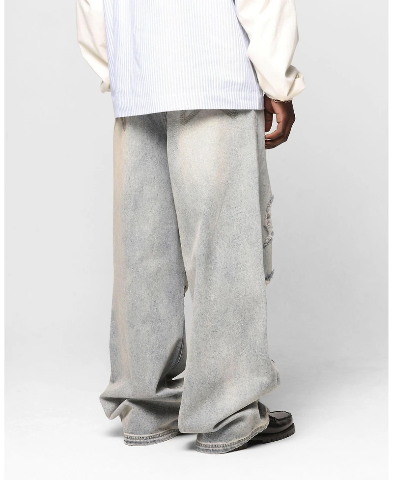 Loiter Men's Star Layered Distressed Jeans