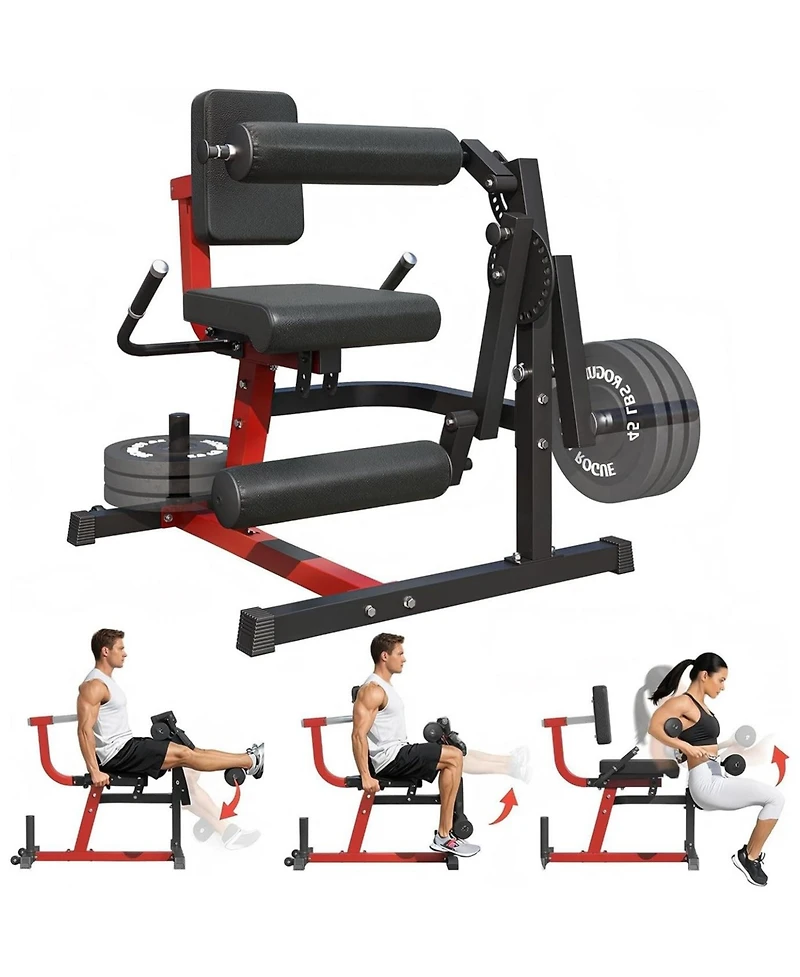 Aecojoy Leg Extension and Curl Lower Body Workout Machine, Heavy Duty Adjustable Leg Rotary Extension Plate Loaded Fitness Equipment