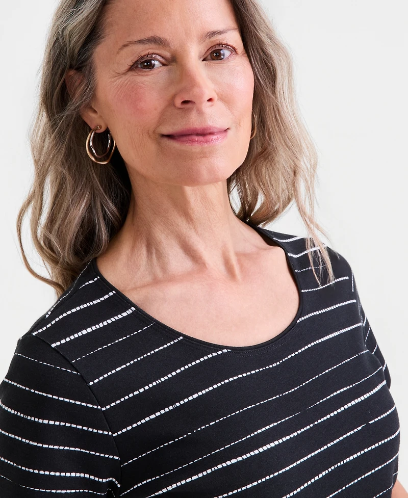 Style & Co Women's Cotton Short-Sleeve Scoop-Neck Top, Exclusively at Macy's