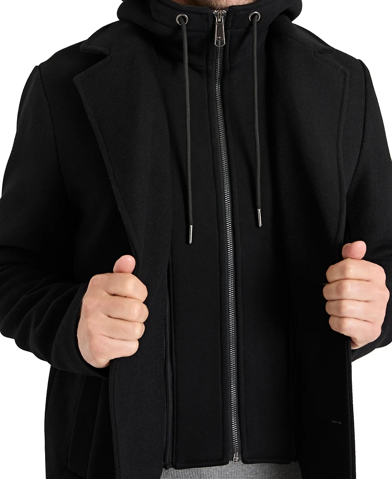 Sam Edelman Men's Hooded Wool Coat